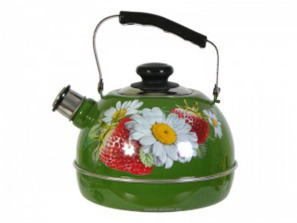 Kettle 2.5l ??04/25/07/05 (movable handle) green Strawberry with chamomile (decorative stainless steel)